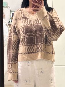 Cozy Plaid V-Neck Sweater