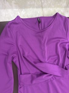 Newme Elegant  Purple Long Sleeve Dress