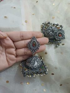 Oxidized Black polish lightweight Jhumka Earrings
