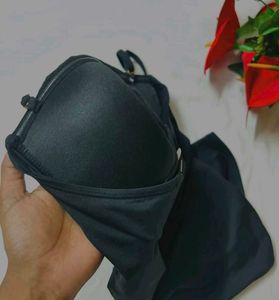 Padded Black Ruched Halter Top