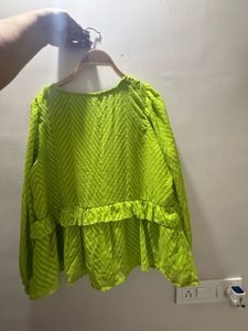 Vibrant Lime Green Tie-Up Tunic