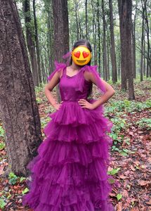 Purple Tulle Tiered Gown