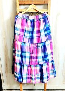 Chic Tiered Plaid Maxi Skirt waist size-38