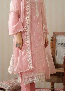 Peach and white  Embroidered Kurta set