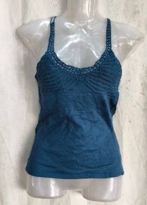 Teal Crocheted Strap Tank Top