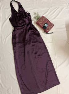 Elegant Satin Halter Neck Maxi Dress