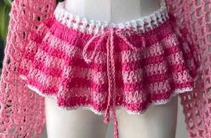 Crochet Flower Crop Top &amp; Skirt Set