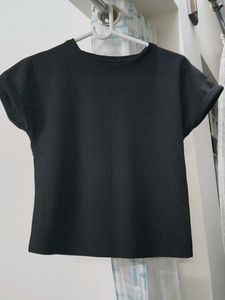 Classic Black Ribbed Crop Top