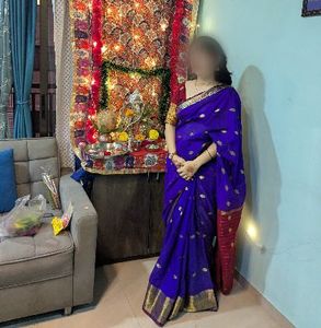 Elegant Blue & Gold Saree