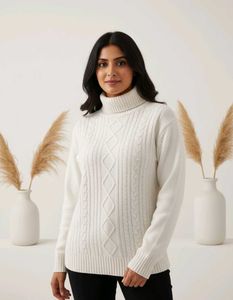 Elegant Cable Knit Turtleneck Sweater