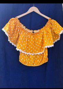 Yellow Polka Dot Off-Shoulder Top
