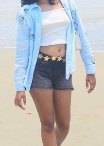 Westside Light Blue Seashell Embroidered Shirt