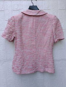 New with tag Pink Textured Peter Pan Collar Top