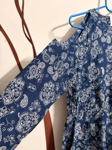 Blue Paisley Print Romper