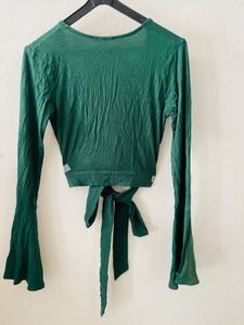 Emerald Green Wrap Crop Top