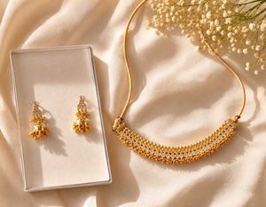 Elegant Gold Necklace & Earring Set