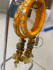 Embellished Silk Bangles with Charms