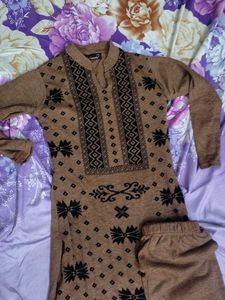 Brown Printed Kurta and Palazzo Set with dupatta