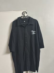 Black Oversized Button-Up Shirt