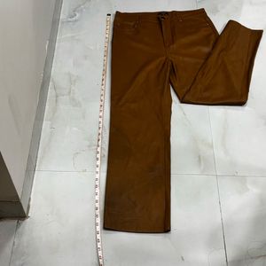 Tan Brown Faux-Leather Pants