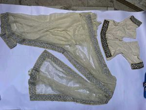 cream designer stud heavy saree