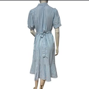 Light Blue Striped Button-Up Dress