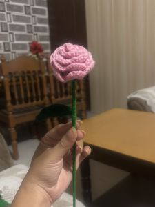 Handmade Crocheted Pink Rose