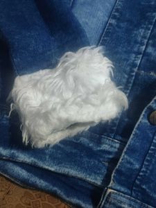 Blue Denim Jacket with Fur Trim