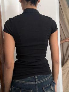 Edgy Black Cutout Lace-Up Top