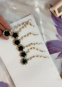 6 Elegant Pearl & Emerald Necklace Set