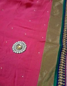 Elegant Pink Saree with Embellishments