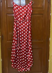 Red Polka Dot High-Low Dress