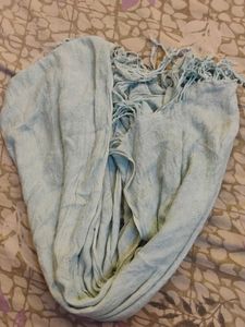 Light Blue Scarf with Fringe