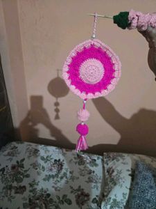 Handmade Pink Crochet Dreamcatcher