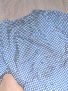 Blue Gingham Wrap Top (Imported)