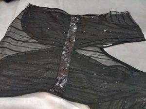 Black Sequin Sheer Top