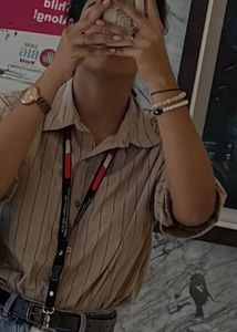 Striped Beige Button-Up Shirt