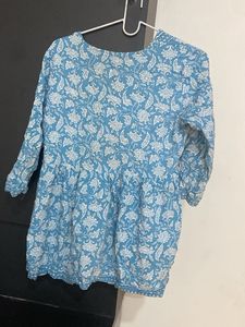 Blue Floral Print Kurta for Women