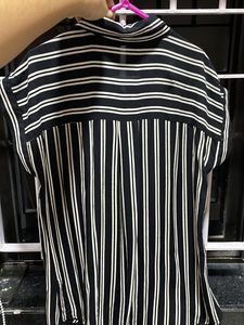 Black Shirt Cum Top With White Strips, Super Dashi