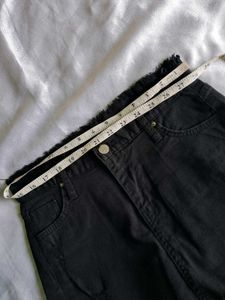 Black Distressed Denim Mini Skirt