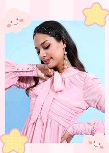 Pink Doll Dress with Bow Detail