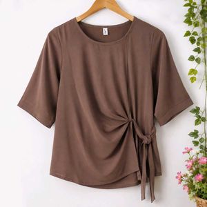 Chic Brown Tie-Knot Top