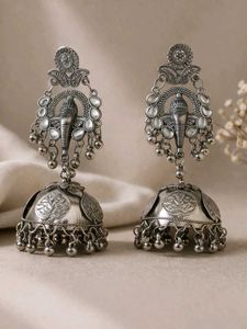 Stunning Oxidized Silver Jhumka Earrings