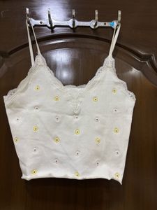 White PRIMARK brand new Floral Lace Trim Cami Top