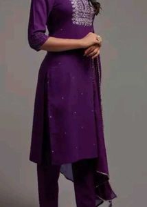 Elegant Purple Embroidered Kurta Set