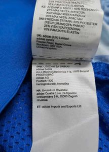 Adidas Blue &amp; White Striped Sleeveless Top
