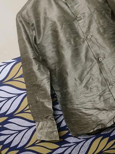 Silver colour Silk Shinny Shirt