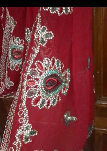 Elegant Red Embroidered dupatta