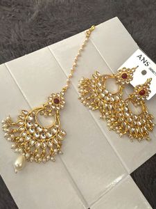 Exquisite Kundan & Pearl Maang Tikka Set