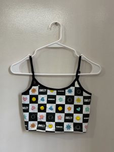 Checkerboard Smiley Crop Top